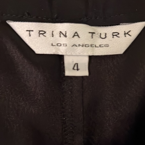 TRINA Turk Flat Front Wide Leg Long Black Dress Pant 4 - Picture 9 of 11